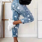 Star Print Distressed High Waist Boyfriend Jeans - DAVERRI FASHIONS