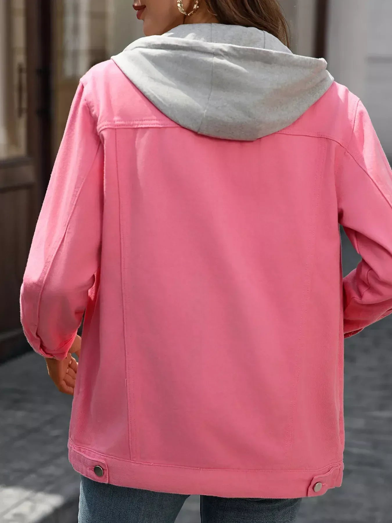 Button Up Long Sleeve Denim Jacket - DAVERRI FASHIONS