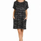 Zenana Premium Cotton Washed T-Shirt Dress in black and gray camo pattern