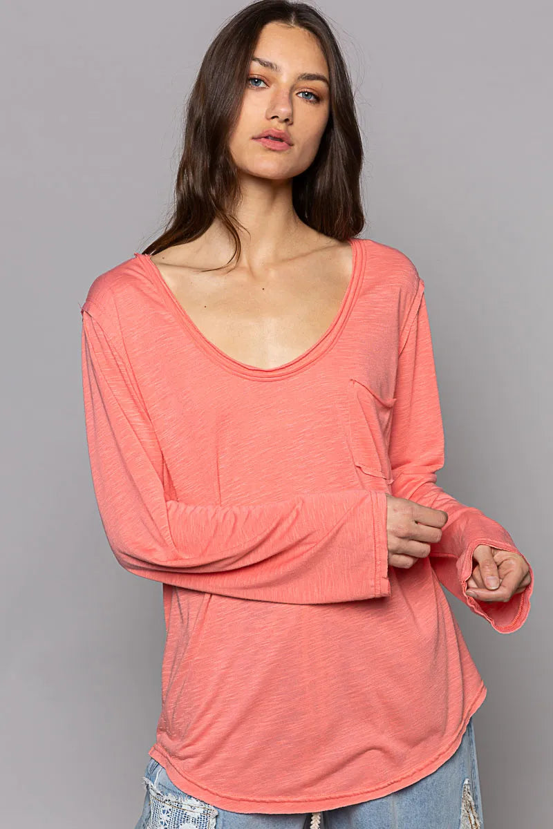 POL Chest Pocket Long Sleeve T-Shirt T-Shirts