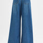 RISEN Mid Rise Fit Wide Leg Knit Denim Look Jeans - DAVERRI FASHIONS