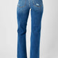Judy Blue Full Size Mid Rise Distressed Raw Hem Jeans