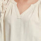 Umgee Full Size French Terry Boxy Cut Top with 3D Floral Sleeve Blouses