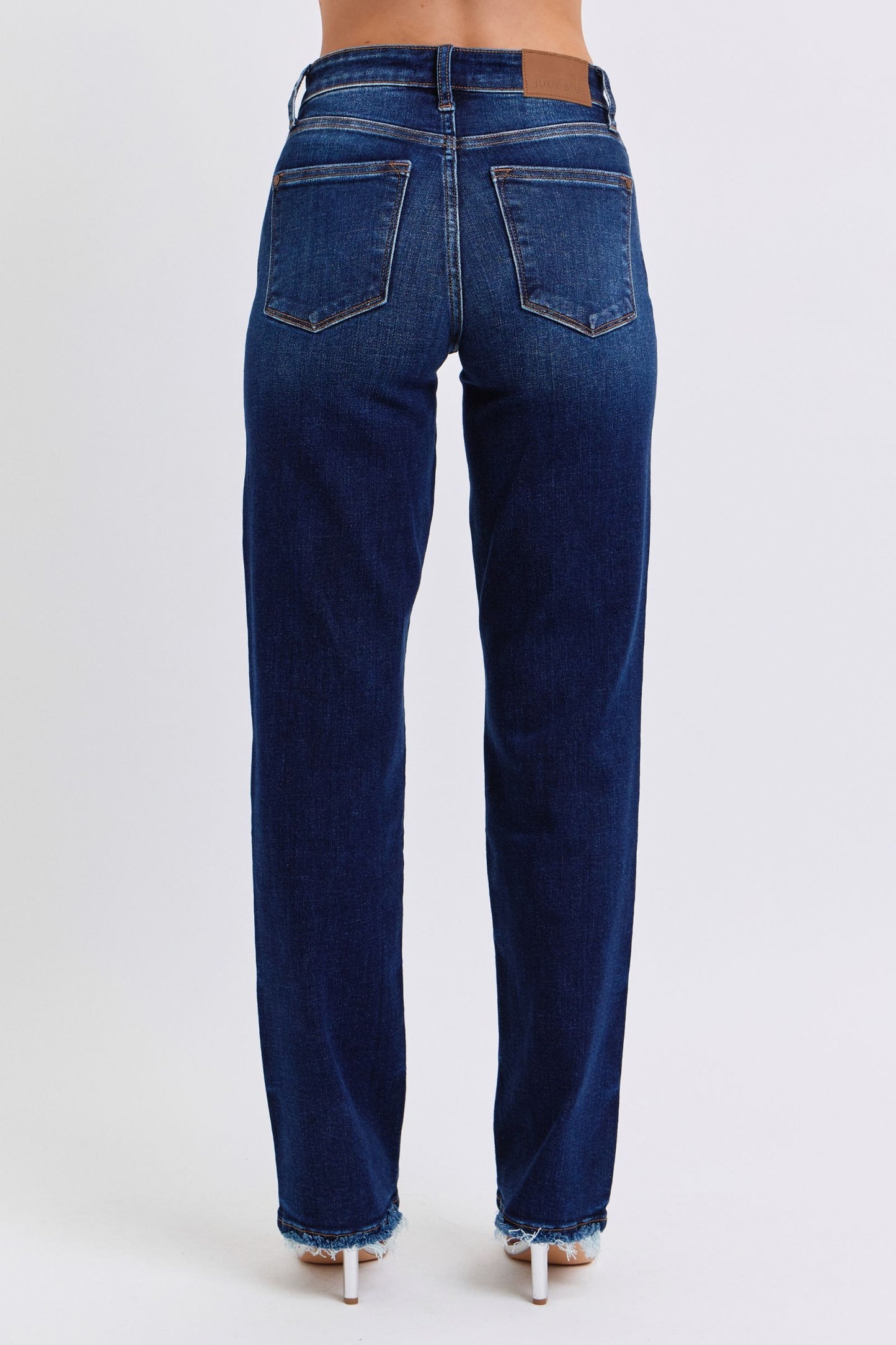 Judy Blue Full Size Raw Hem Straight Leg Jeans Jeans