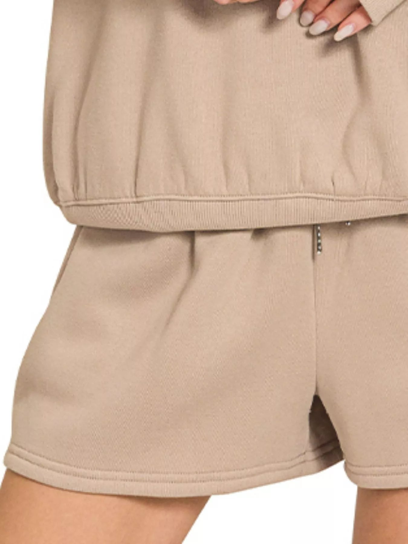 Zenana Fleece Boat Neck Sweatshirt and Shorts Set | Loungewear Sets Daverri Fashions