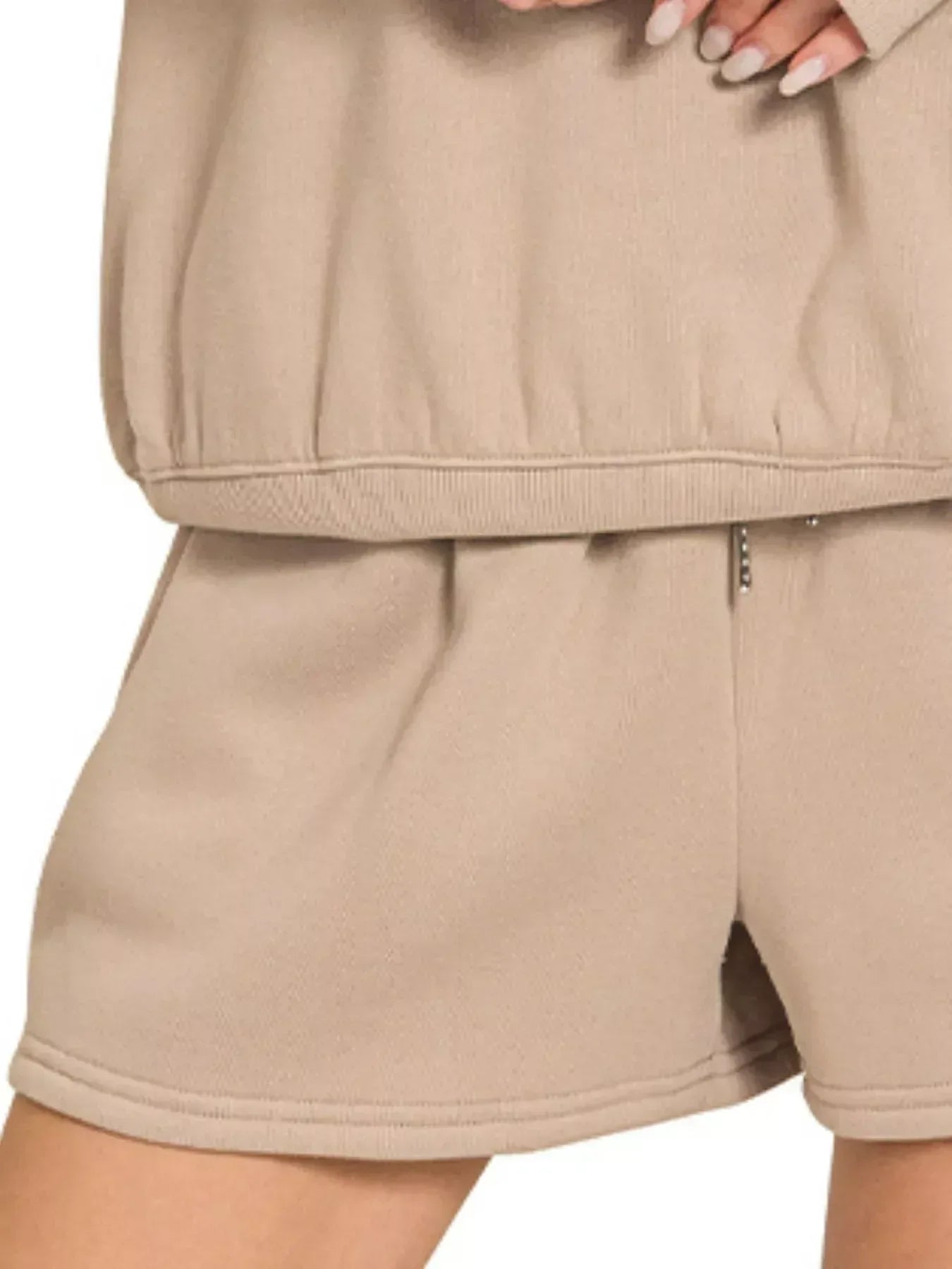 Zenana Fleece Boat Neck Sweatshirt and Shorts Set - DAVERRI FASHIONS