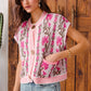 SO ME Button Front Floral and Stripe Knitted Sweater Vest