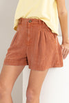High Waist Pleated Linen Shorts - DAVERRI FASHIONS