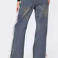 Side Striped Loose Fit Jeans - DAVERRI FASHIONS