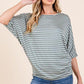 BOMBOM Striped Boat Neck Dolman Sleeve Top Dusty Olive Tops