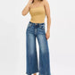 RISEN High Rise Crop Wide Leg Jeans with Step Hem - DAVERRI FASHIONS