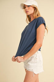 Aemi + Co Lettuce Edge Round Neck Short Sleeve T-Shirt | T-Shirts Daverri Fashions