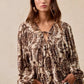 BiBi Printed Woven Front Tied Blouse with Baloon Sleeve - DAVERRI FASHIONS