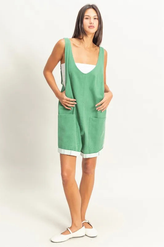 HYFVE V-Neck Pocket Detail Romper GREEN Rompers
