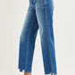 RISEN High Rise Ankle Straight Distressed Hem Detail Jeans - DAVERRI FASHIONS