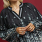 Umgee Full Size Floral Vine Print Blouse with Balloon Sleeves Plus Size