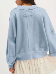 Exposed Seam Dropped Shoulder Sweatshirt | Sweatshirts Daverri Fashions