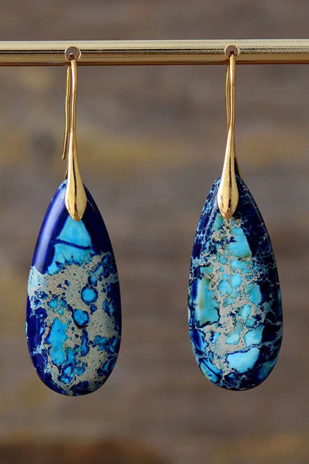 Handmade Teardrop Shape Natural Stone Dangle Earrings - DAVERRI FASHIONS