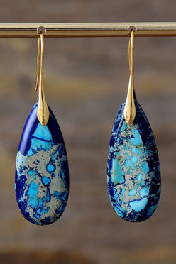 Handmade Teardrop Shape Natural Stone Dangle Earrings - DAVERRI FASHIONS