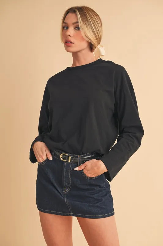 Aemi+Co Round Neck Long Sleeve Top