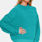 Exposed Seam Long Sleeve Teal Mock Sweater Sweaters