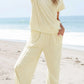 Daverri cream textured knit top and wide-leg pants beach set