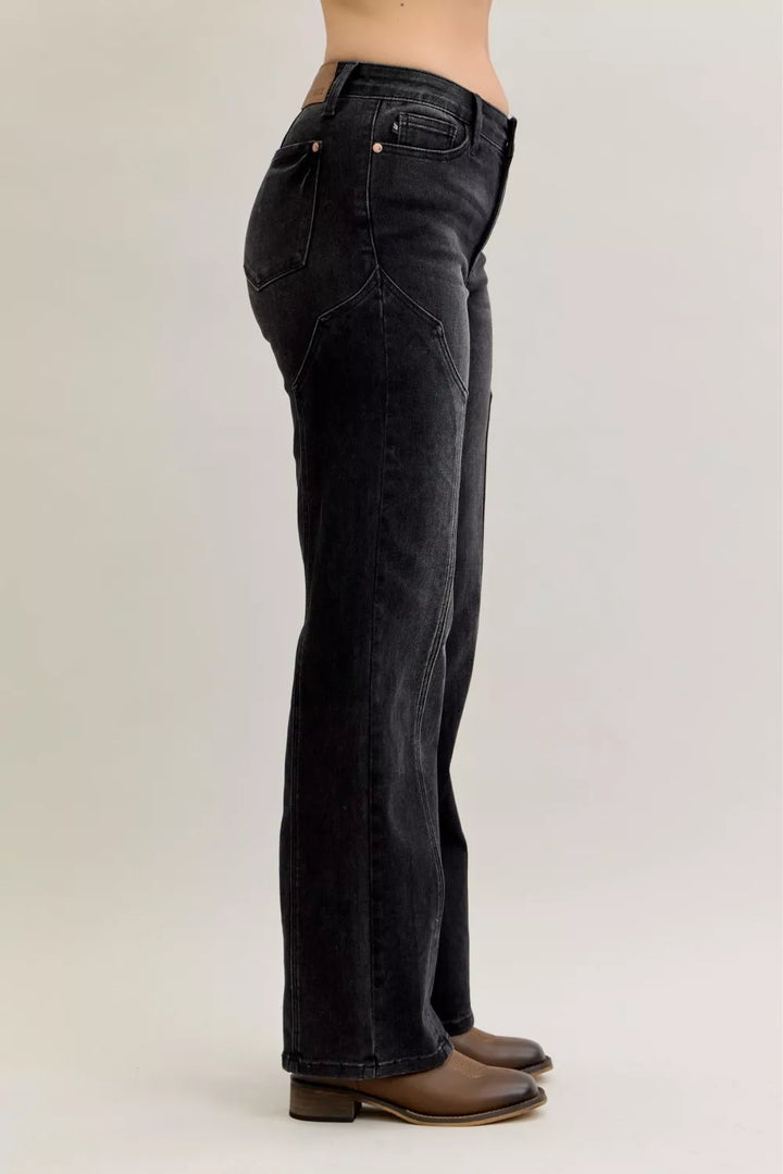 Judy Blue Mid Rise Straight Western Seam Detail Jeans | Jeans Daverri Fashions