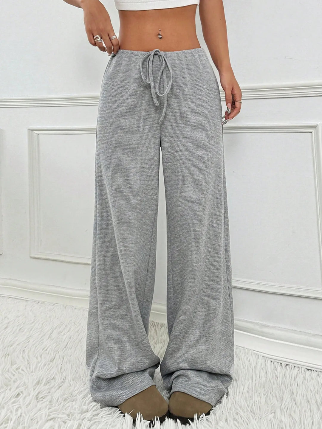 Striped Wide Leg Drawstring Pants | Loungewear Pants Daverri Fashions