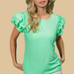 BiBi Birdseye Texture Layered Ruffle Top
