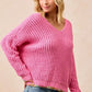 BiBi V-Neck Sweater with Colorful Trim - DAVERRI FASHIONS