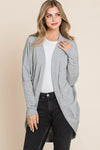 BOMBOM Open Front Long Sleeve Cocoon Cardigan - DAVERRI FASHIONS