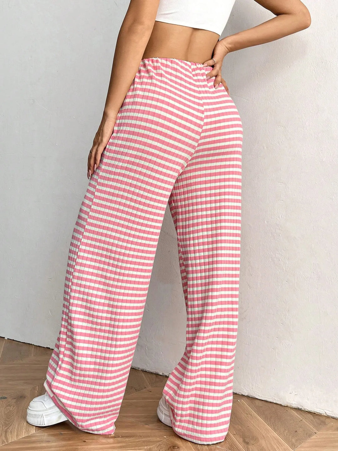 Striped Wide Leg Drawstring Pants | Loungewear Pants Daverri Fashions