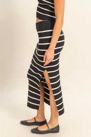HYFVE Side Slit Striped Bodycon Sweater Skirt | Sweaters Daverri Fashions