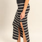 HYFVE Side Slit Striped Bodycon Sweater Skirt - DAVERRI FASHIONS