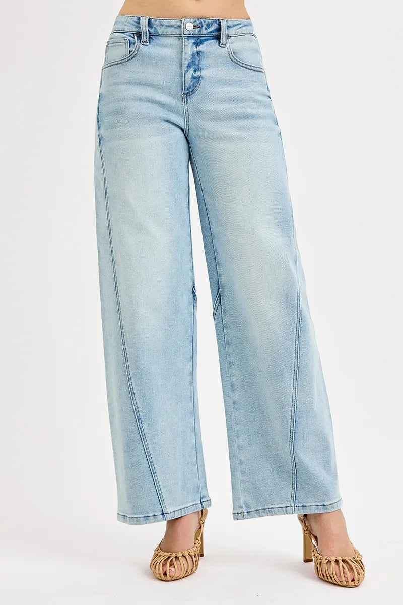 RISEN Full Size Mid Rise Fit Barrel Jeans Jeans