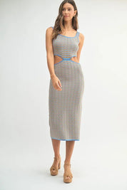 MABLE Multi Color Chevron Knit Bodycon Midi Dress | Daverri Fashions