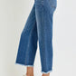 RISEN High Rise Crop Wide Leg Jeans with Wide Band Detail - DAVERRI FASHIONS