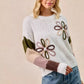 BiBi Flower Color Block Sweater - DAVERRI FASHIONS
