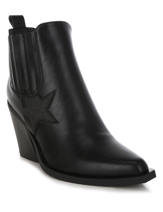 Black Melt Down Glitter Star Detail Chelsea Boots | Boots Daverri Fashions