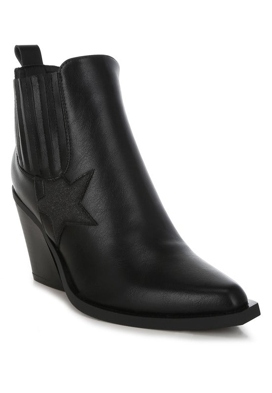Black Melt Down Glitter Star Detail Chelsea Boots | Boots Daverri Fashions
