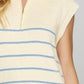 She + Sky Full Size Ribbed Hem Striped Half Zip Sweater Vest Plus Size