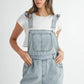 MABLE Square Neck Ruffle Shoulder Denim Overall Romper Shortalls