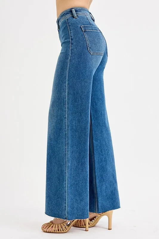 RISEN High-Waisted Wide Leg Jeans | Jeans Daverri Fashions