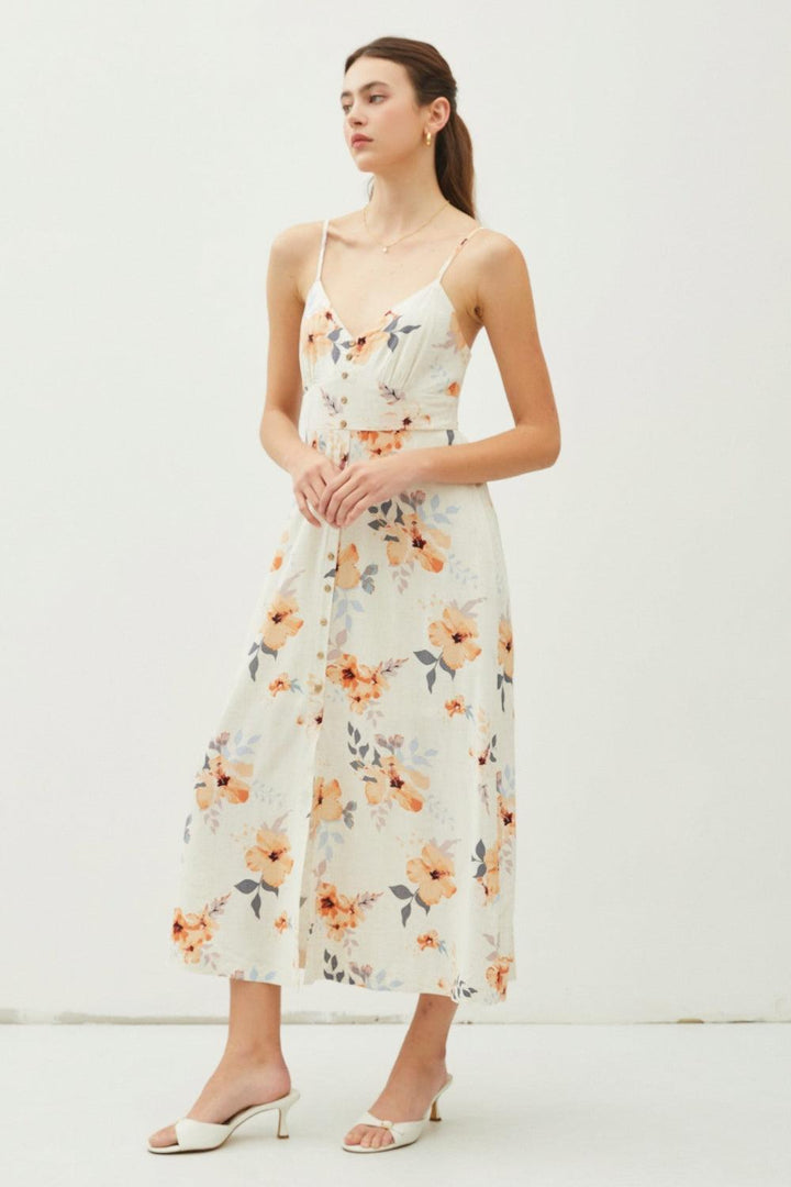 Be Cool Floral Button Down Cami Midi Dress Midi Dresses