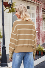 Striped Johnny Collar Sweater | Sweaters Daverri Fashions