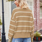 Striped Johnny Collar Sweater - DAVERRI FASHIONS