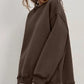 Round Neck Dropped Shoulder Long Sleeve Sweatshirt - DAVERRI FASHIONS