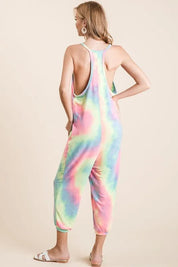 BiBi Tie Dye French Terry Mid-Length Casual Jumpsuit | Jumpsuits Daverri Fashions