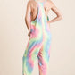 BiBi Tie Dye French Terry Mid-Length Casual Jumpsuit Jumpsuits