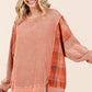 Mittoshop Plaid Panel Mineral Wash French Terry Sweatshirt